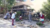 Chi hội phụ nữ Khối Sơn phô 2, phường Cẩm Châu ra quân tổng dọn vệ sinh môi trường và trồng hoa 